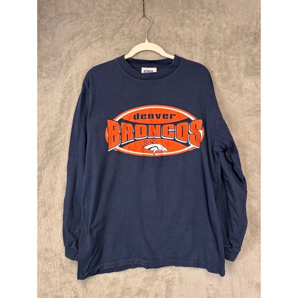 Vintage 1997 Denver Broncos Long Sleeve‎ T Shirt CSA Navy Blue Mens Large NFL